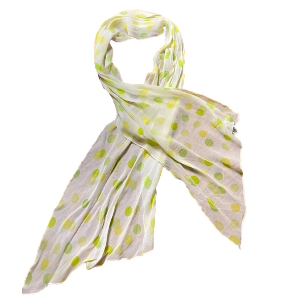 Banana Republic Yellow and Green rectangular Polka Dot 100% silk Scarf